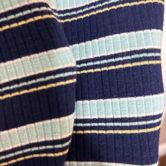 Wallflower Large Navy Blue Striped Long Sleeve Ribbed Top - Picture 4 of 5